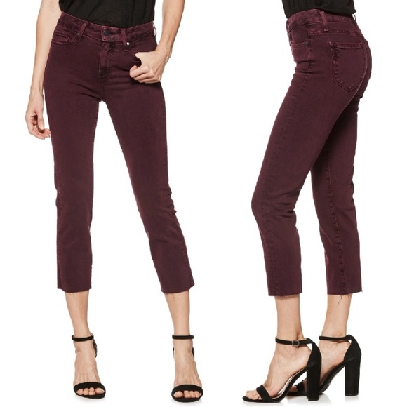 PAIGE • Hoxton Straight Crop jeans burgundy Vintage Dark Currant wine maroon - Picture 6 of 11